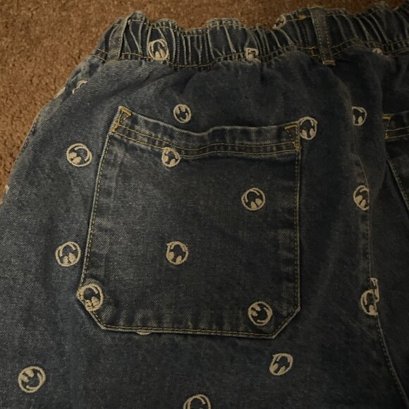 BDG Urban Outfitters Smiley Face Embroidered Elastic Waist Jeans Blue Size L - Picture 11 of 14